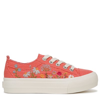 Pink Floral Canvas Platform Fashion Sneaker, Women's Size 8