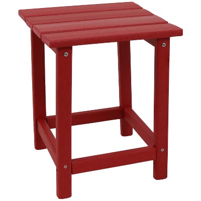 Sunnydaze Faux Wood Design Plastic All-Weather Square Modern Adirondack Side Table, Red