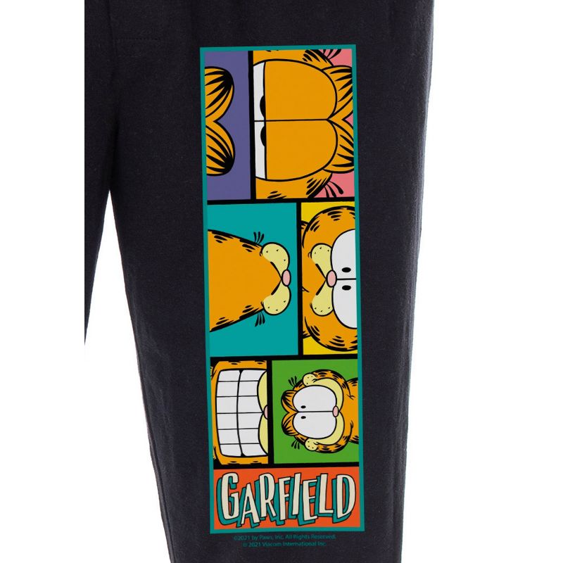 Garfield Pajama Pants Men's Adult Cartoon Cat Grid Sleep Lounge Pants Black, 3 of 4