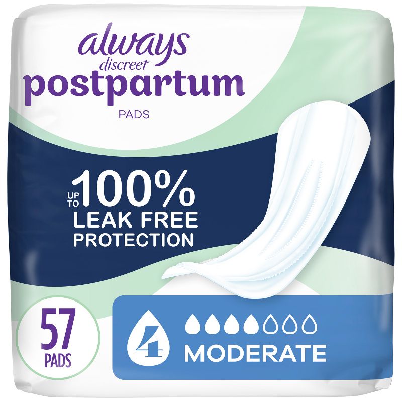 Always Discreet Postpartum Moderate Maxi Pad - 57ct, 1 of 11
