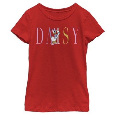 Girl's Disney Daisy Duck Rainbow Name T-shirt - Red - Medium : Target