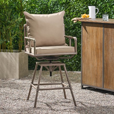 Gulches Outdoor Patio Swivel Bar Stool Height Adjustable Barstool with Cushions£¬Antique Brass