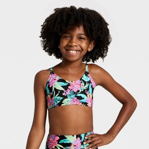 Girls' Trilette Shirred Swimsuit Top - art class™ - 1 of 3