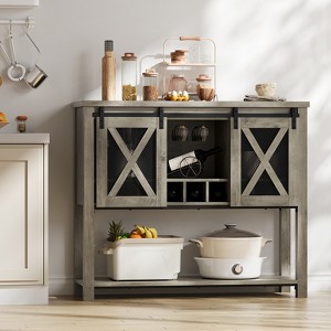 CuisinSmart Kitchen Buffet Sideboard, Wine Bar Cabinet with Sliding Barn Door, Coffee Cabinet with Wine Rack, for Living Room Dining Room - 1 of 4