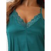 cheibear Women's Satin Lace V-Neck Racerback Sleeveless Sleepwear - 4 of 4
