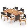 Christopher Knight Home Helena Rustic 7 Piece Outdoor Woven Rope Acacia Wood Dining Set with Rattan Slatted Table - 2 of 4