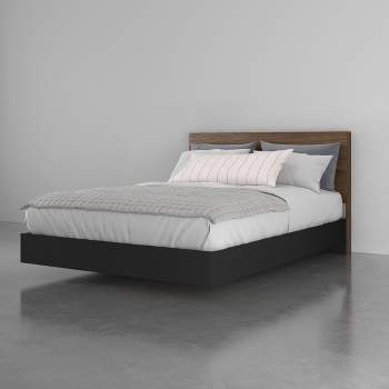 Solari Bed with Headboard Walnut/Black - Nexera