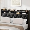 Velvet Bed Frame with 4 Drawers & Tufted Headboard, Nailhead Trim, Wood Slats, No Box Spring, Black - 4 of 4