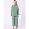 cheibear Women's Lounge Sets Hight-Low Shirt and Wide-leg Pants 2 Piece Pjs Loose Sleepwear Loungewear - 3 of 4