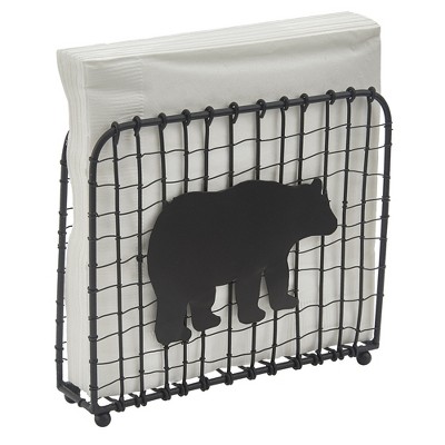 Black Bear Metal Wire Napkin Holder 5.5"H