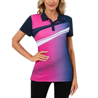 Womens Polo Shirts Short Sleeve Summer Printed Tops  Lightweight Athletic Golf Tennis Shirts