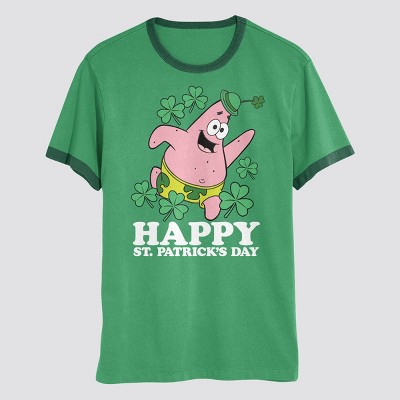 Men's Spongebob Patricks Day Crewneck T-Shirt - Green XXL