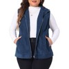 Agnes Orinda Women's Plus Size Corduroy Zipper Side Pocket Casual Sleeveless Fleece Vests - 2 of 4