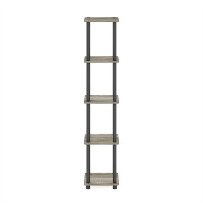 Black and Oak 5-Tier Corner Wood Shelf Unit