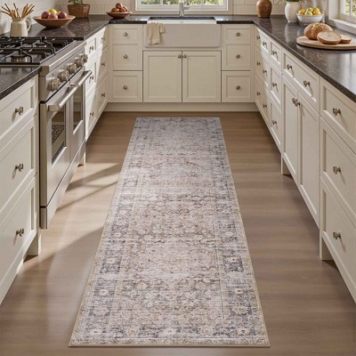 MontVoo Medallion Floral Washable Area Rug Taupe
