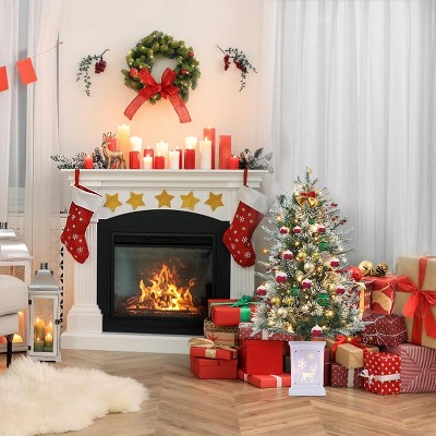 3 Ft Pre-Lit Christmas Tree With 78 LED Lights, Artificial Tree With Snowflakes and Red Berries, For Home, Porch, Office, Party, White