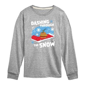 Boys' - SpongeBob SquarePants - Dashing Through The Snow Long Sleeve Graphic T-Shirt - 1 of 4