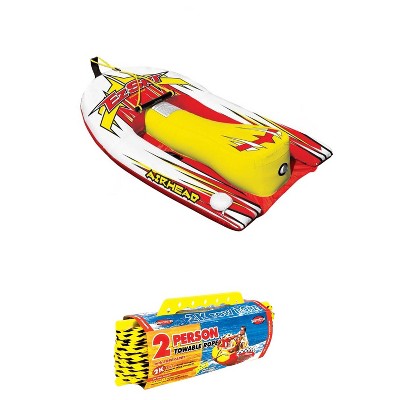 Airhead Big EZ Ski Inflatable Water Skiing Training Towable Tube w/ 60' Tow Rope