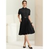 Allegra K Women's Elegant Short Sleeve Ruffle Stand Neck Belted Waist Pleated A Line Midi Dress - 2 of 4