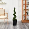 Nearly Natural 44-in Cypress Spiral Topiary Artificial Tree in Black Metal Planter - image 3 of 4