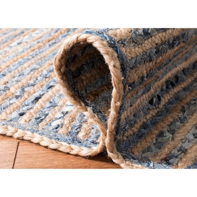 Coastal Breeze Blue Handwoven Jute Runner Rug - 27" x 8"