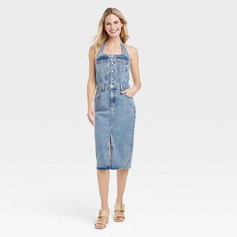 Women's Denim Midi Dress - Universal Thread™ Medium Wash 0 : Target