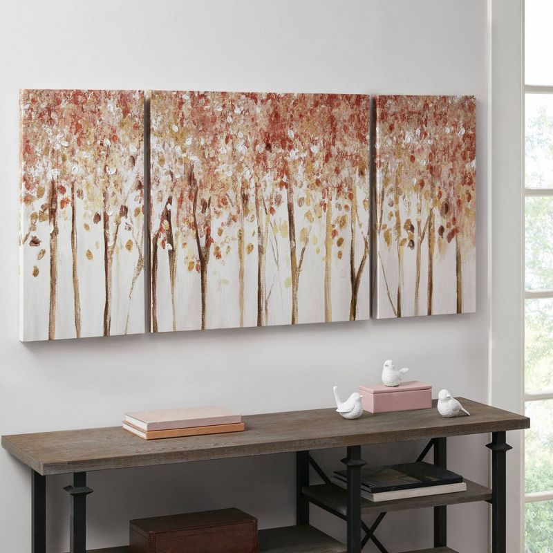 (Set of 3) Autumn Forest Canvas Art Palette Knife Embellishment Red, 4 of 9