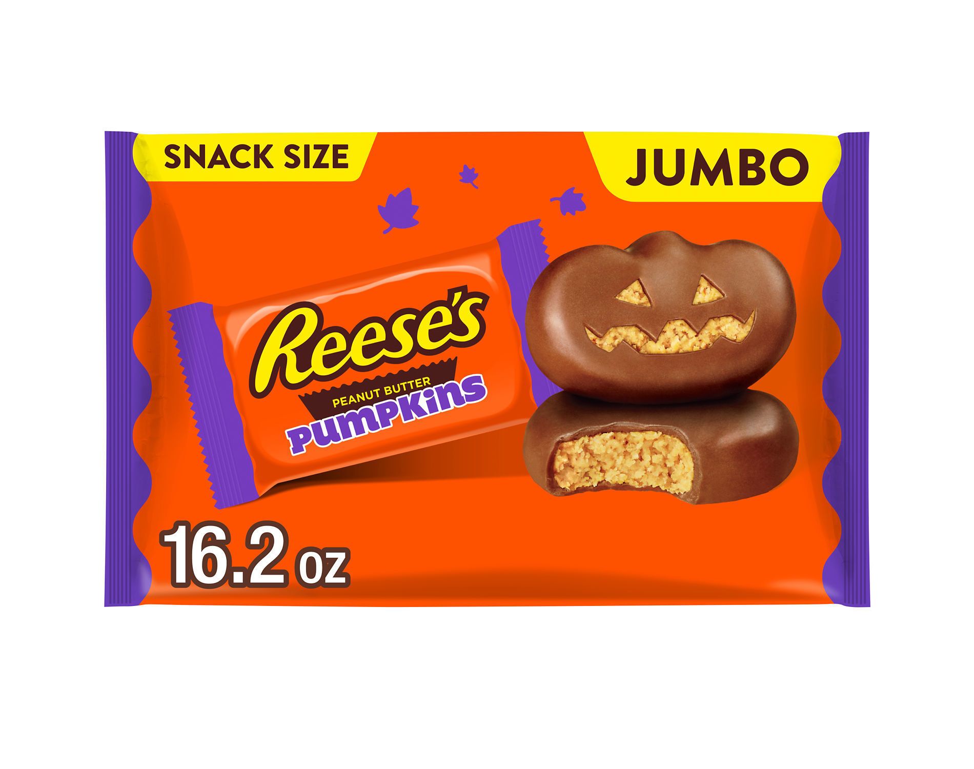 Reese's Peanut Butter Milk Chocolate Pumpkins Halloween Candy Jumbo Snack Size - 16.2oz