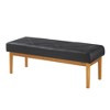 VECELO 44.5" Upholstered Entryway Bench, Dining Table Ottoman Seat with Solid Wood Legs, PU Leather End of Bed for Living Room or Bedroom, Black - 2 of 4