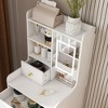 TIRAMISUBEST 3-in-1 LED Vanity Makeup Desk w/Stool - 4 Drawers, Storage Cabinet & Bookshelf, White Compact Dressing Table - 4 of 4