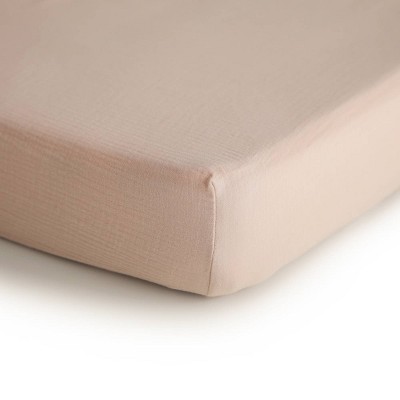 Mushie Extra Soft Muslin Crib Fitted Sheet - Blush