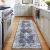2 x 6 ft Polyester  Imitation Gray Blue Rectangular Hallway Bathroom Entryway Kitchen Office Foldable Flower Printed  Washable Area Ru - 3 of 4