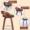 QingMoon Low-Back Swivel Bar Stools, Wood Counter Chairs Set of 2 with PU Leather Seat for Kitchen Island, Pub, Restaurant - 3 of 4