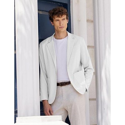 COOFANDY Men's Casual Linen Blazer Lightweight Regular Fit Sport Coat One Button Suit Jacket Navy Blue L — фото 4