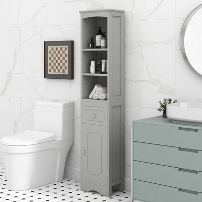 Modern Bathroom Storage Cabinet With Doors, Drawers And Adjustable Shelves,  White - ModernLuxe