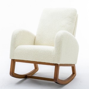 Racxily Rocking Chair, Modern Glider Chair, Recliner Armchair w/ Wood Legs and Side Pocket, Nursery Rocking Accent Chair with High Back - 1 of 4