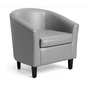 Accent Chairs Faux Leather Barrel Chairs Club Armchairs with Soft Seat for Living Room Bedroom Reading Waiting Room - 1 of 3