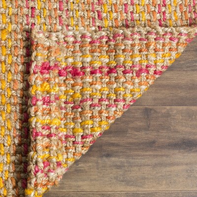 Handmade Pink and Multicolor Jute Area Rug, 3' x 5'