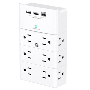 Itopfox Multi Plug Outlet with 12 AC Outlets & 3 USB Ports (1 USB-C), Surge Protector Wall Mount, Power Strip for Home, Office, Hotel, White - 1 of 4