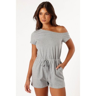 Petal and Pup Cecilia Off Shoulder Romper - Grey S
