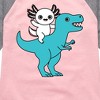 Girls' - Instant Message - Axolotl Riding A Dinosaur Shirt Tail Raglan Graphic T-shirt - 2 of 4