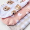 Women's Teddy Bear & Hearts 3pk Liner Socks - Ivory/Oatmeal Heather/Pink 4-10 - image 3 of 3