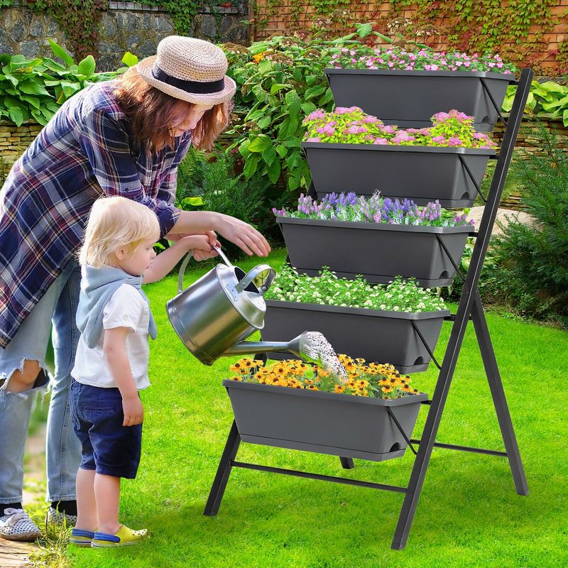 Costway 4 ft Vertical Raised Garden Bed 5-Tier Planter Box for Patio Balcony Flower Herb, 5 of 11