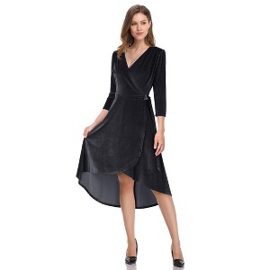 Women's Velvet V-Neck Formal Cocktail Party Dress - 1 of 4