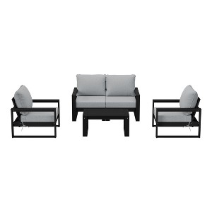 WestinTrends Montara 5-Piece Modern HDPE Outdoor Patio Furniture Sofa Conversation Set with Coffee Table - 1 of 4