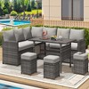 Cesicia 7-Piece Dark Blue Sofa Set, Garden Patio Wicker Sectional Sofa Set with Coffee Table Fit for Both Indoor And Outdoor - 3 of 4