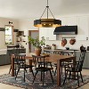 BAOURE 35.3" Drum Chandelier 8-Light Modern Farmhouse Chandelier Large Black and Wood Texture Pendant Light Fixture for Dining Room Kitchen Island - 2 of 4