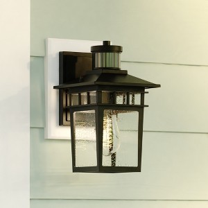 VAXCEL Ridge 6.5-in. W 1 Light Aluminum Black Motion Sensor Dusk to Dawn Outdoor Wall Lantern Clear Glass - 1 of 4