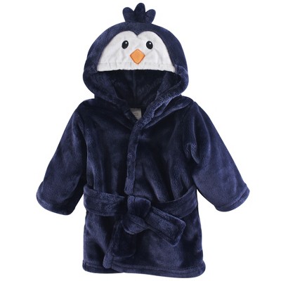 Luvable Friends Baby Boy Plush Bathrobe, Boy Penguin, 0-9M