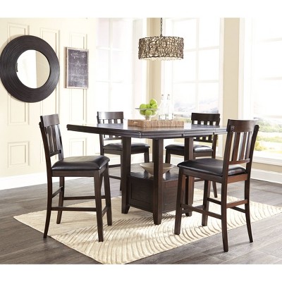 Haddigan Dark Brown Wood Extendable Counter Height Dining Table